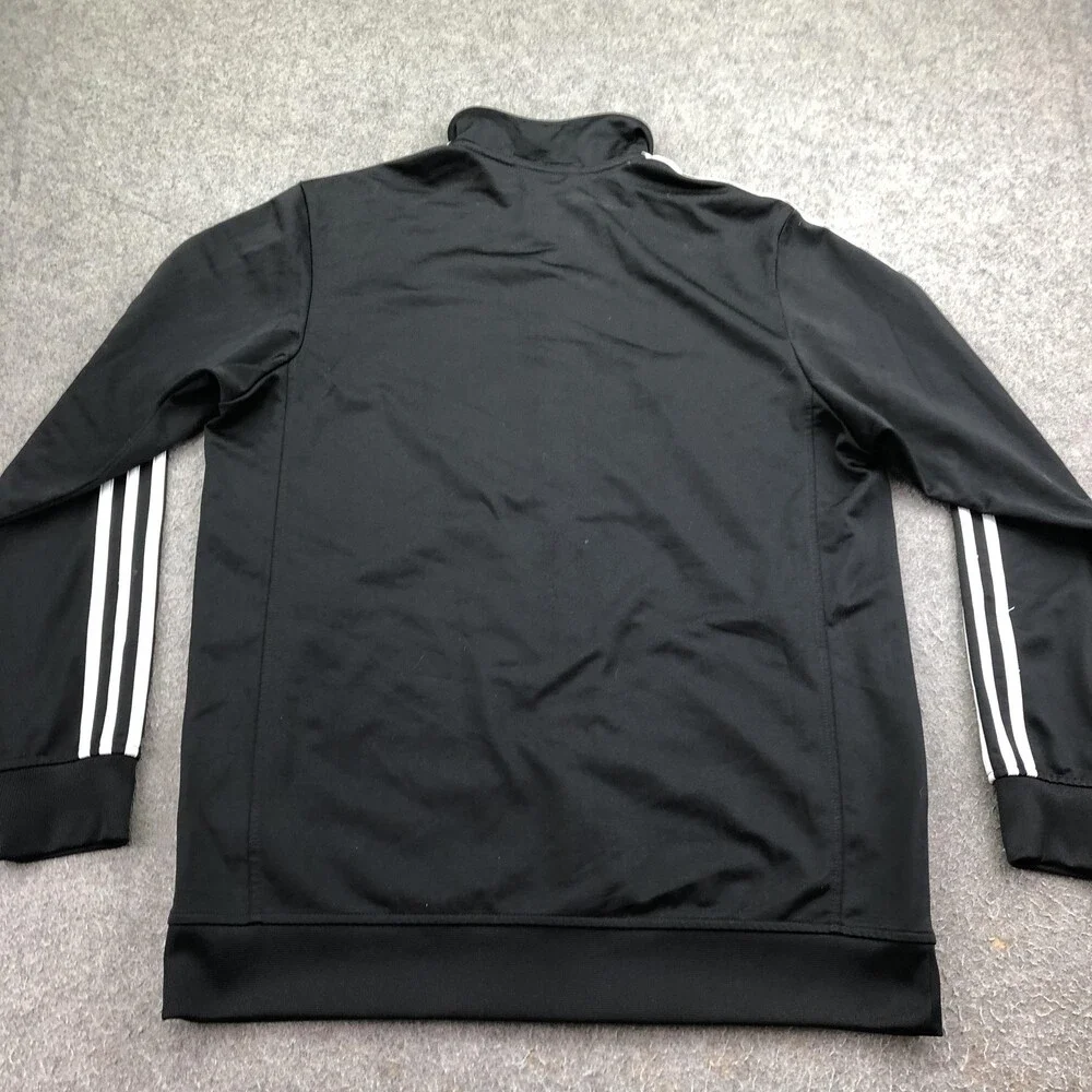 Adidas Jacket Mens Large Black Full Zip Track 3 Stripe Soccer Training Athletic